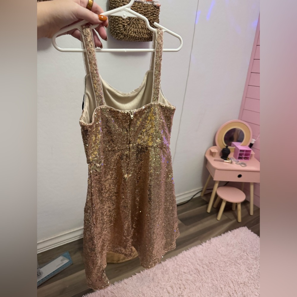 Girls Gold Sequin Dress